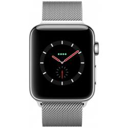 Apple Watch Series 3 boîtier en acier inoxydable argent de 38mm avec Bracelet Milanais