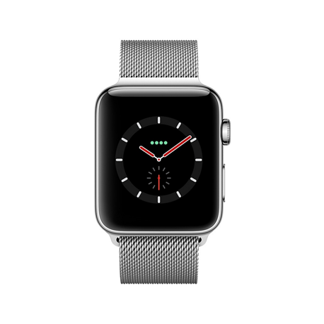 Apple Watch Series 3 boîtier en acier inoxydable argent de 38mm avec Bracelet Milanais