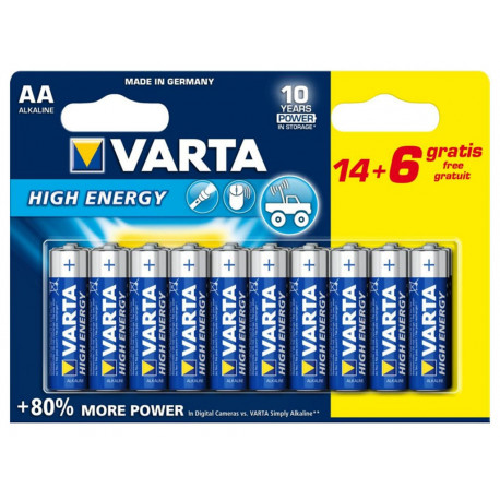 Varta Alkaline High Energy 20 piles 1,5V AA (lot de 2)