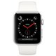 Apple Watch Series 3 boîtier en acier de 38mm avec Bracelet Sport blanc coton Cellular