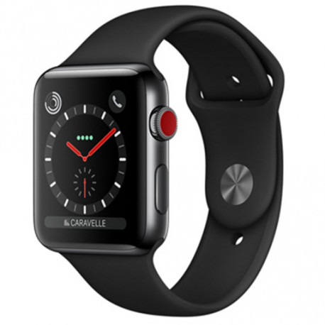 Apple Watch Series 3 boîtier en acier noir sidéral de 42mm avec Bracelet Sport noir Cellular