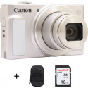 Canon Appareil Photo Compact SX620HS Argent et Blanc + Etui + SD 16Go