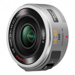 Panasonic Objectif pour Hybride 14-42mm F3.5-5.6 PZ Silver Lumix G