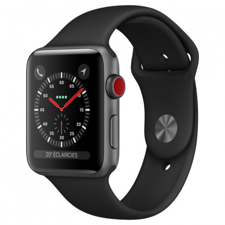 Apple Watch Series 3 boîtier en acier noir sidéral de 42mm avec Bracelet Sport noir Cellular MQM02 (late 2017)