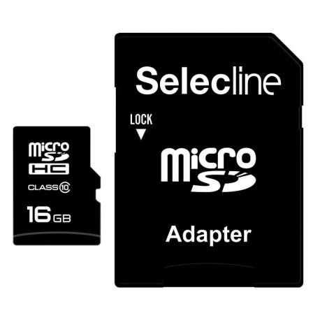 Selecline Micro SDHC - 16Go - Adaptateur SD - Carte mémoire