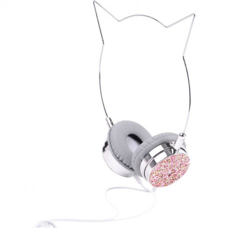 Qilive Casque audio Oreille de chat 146905 Q.1485 - Argent/Rose