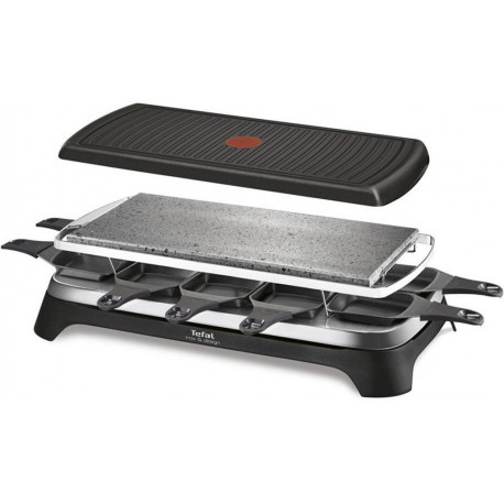 Tefal Raclette Pierrade 3 en 1 Noir Inox 1350W 10 Personnes RE45A812