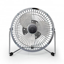 Nedis Metal Mini Fan 15cm Diameter USB Powered Chrome