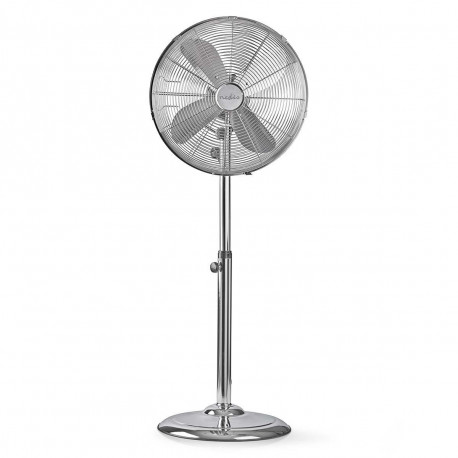 Nedis Ventilateur sur Pied en Métal Hauteur Réglable 40cm de Diamètre 3 Vitesses Chrome