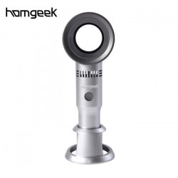 Homgeek Ventilateur portable - Ventilateur sans lame - à trois vitesses réglable - avec base - gris