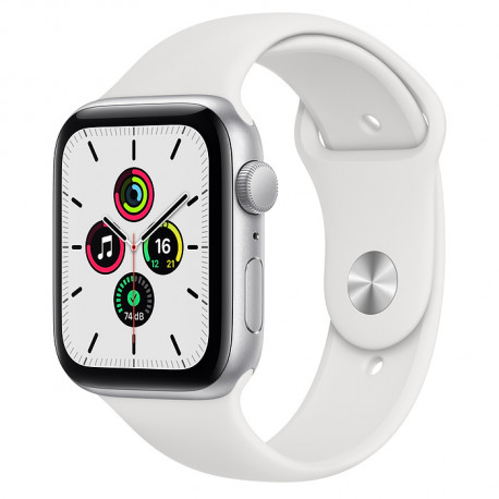 Apple Watch SE GPS Aluminium Argent 44mm Bracelet Sport Blanc MYDQ2 (late 2020)