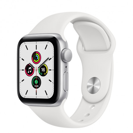 Apple Watch SE GPS Aluminium Argent 40mm Bracelet Sport Blanc MYDM2 (late 2020)