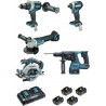 Makita Ensemble de 5 machines 18 V Li-Ion 5 Ah (DDF481 + DTD154 + DGA506 + DHR243 + DHS680) Makita DLX5038PTJ