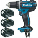 Makita Perceuse visseuse sans fil 18 Volts Li-Ion 4 Ah Ø diamètre 13mm (3 batteries) DDF482RM3J