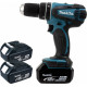 Makita Perceuse visseuse à percussion 18 Volts Li-Ion 4 Ah Ø 13 mm (3 batteries) DHP456RM3J