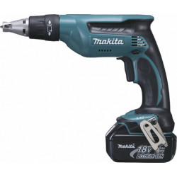 Makita Visseuse plaque de plâtre 18 V Li-Ion 3 Ah pour des vis jusqu'à 4 mm - 0 à 4000 tours par minute - DFS451RFJ