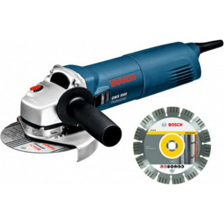 Meuleuse angulaire 125 mm Bosch PROFESSIONNEL GWS 1000 + 1 disque diamant universel + coffret de transport Bosch 0601821900