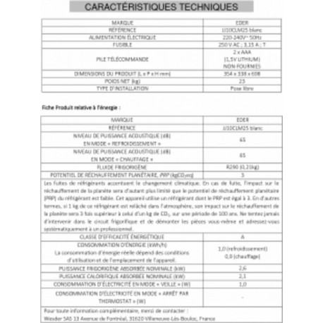 EDER Climatiseur monobloc JJ 10 CLM 25