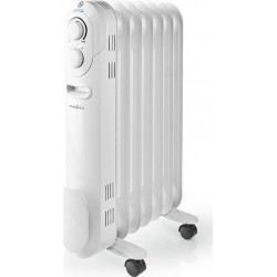 Nedis Radiateur à Huile Mobile 1 500 W Blanc