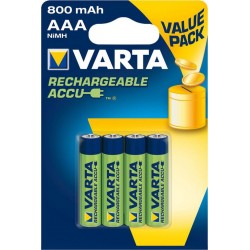 Varta 4 piles rechargeables 800mAh 1,2V AAA (lot de 2)