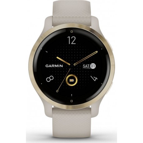 Garmin Montre sport Venu 2S Light Gold avec bracelet beige