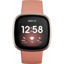 Fitbit Montre sport Versa 3 Or et Argile