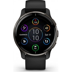 Garmin Montre sport Venu 2 Plus Slate bracelet noir