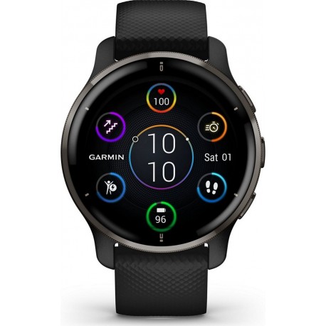 Garmin Montre sport Venu 2 Plus Slate bracelet noir