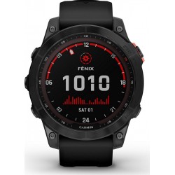 Garmin Montre sport Fenix 7 Solar gray avec bracelet noir