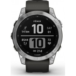 Garmin Montre sport Fenix 7 silver avec bracelet gris