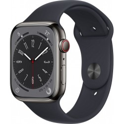 Apple Watch Montre connectée 45MM Acier Graph/Minuit Series 8 Cellula