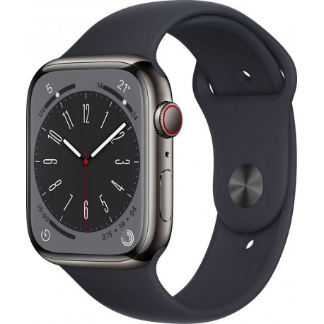 Apple Watch Montre connectée 45MM Acier Graph/Minuit Series 8 Cellula