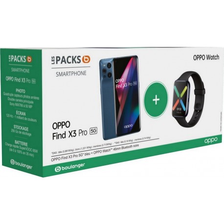 OPPO Smartphone Pack Find X3 Pro Bleu 5G + Watch 46mm