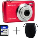 Agfaphoto Appareil photo Compact DC8200 Rouge Pack Etui + Carte SD 16GB