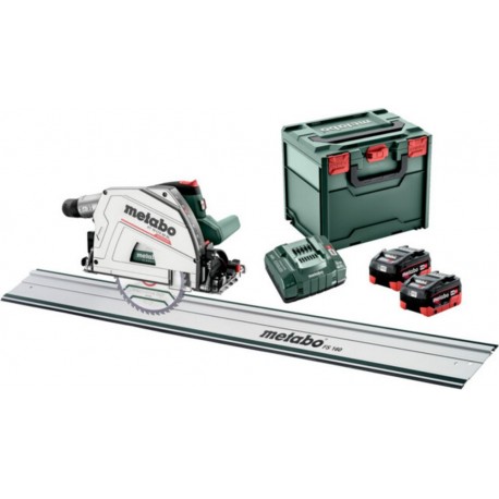 Metabo Set de scie circulaire plongeante sans fil KT 18 LTX 66 BL Set (691172810) avec rail de guidage FS 160 metaBOX 340 18V 2x