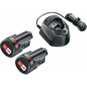 Bosch Kit de démarrage : 2xPBA 12V, 1,5 Ah Batterie O-A et chargeur GAL 1210 CV 1600A01L3E