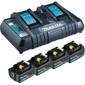 Makita Power Source Kit Li 18V 4x 6Ah batteries + double chargeur 199485-6