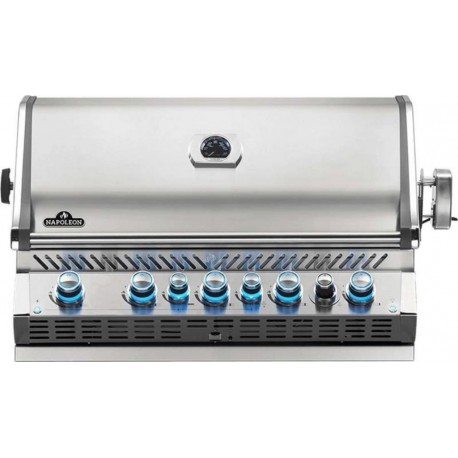 Barbecue gaz encastrable napoleon prestige pro 665 inox 4 brûleurs + sizzle zone + brûleur arrière + fumage