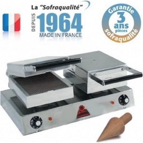 Gaufrier professionnel snacky cône électrique - 2 cônes - sofraca