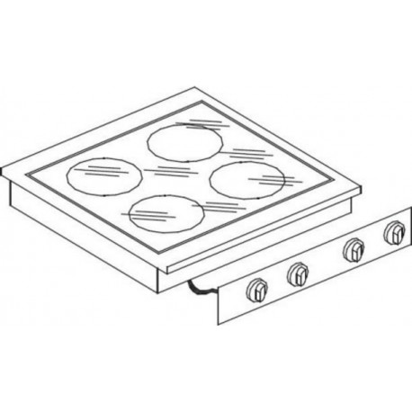 NC Réchaud en céramique drop-in - 4 zones de cuisson - combisteel - nvt.600600260