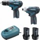 Makita Pack d'outillage de 2 machines 10,8 Volts Li-Ion 1,3 Ah DF330D + TD090D modèle LCT204J