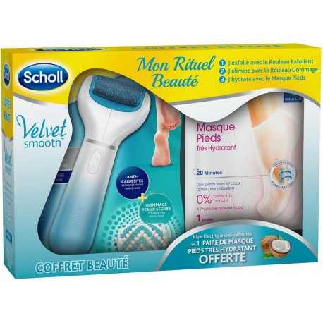 Scholl Râpe électrique pied Rape exfoliante + masque hydratant