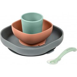 Beaba Coffret repas silicone 4 pieces mineral