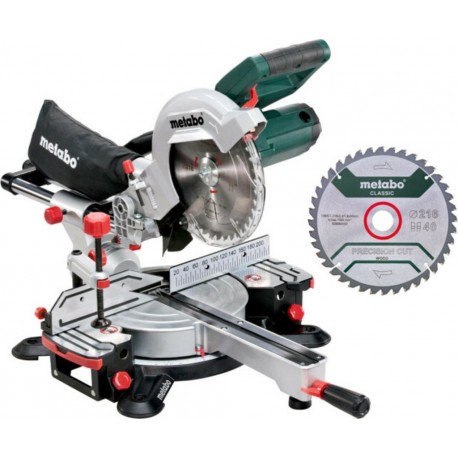 Metabo Scie à onglets KGS 216 M Set avec 2ème lame de scie en métal dur Carton 690827000