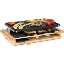 Klarstein tournedo appareil á raclette 1200 w, plaque en fonte d'aluminium, pour 8 personnes, décor bois GQ6-TournedoRacalett