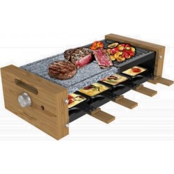Raclette cecotec cheese&grill 8400 wood mixgrill bois, 1200 w, grill et plancha, desing amovible, thermostat ajustable
