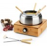 Klarstein bambus - appareil á fondue 800 w, capacité 1,3 l max, plaque de cuisson & 6 fourchettes à fondue en inox - base en bam
