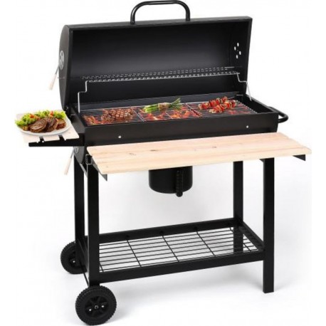 Oneconcept gq5-beefbutler barbecue à charbon type smoker fumoir - 2 grilles & tablettes latérales