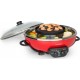 Klarstein tafelrunde hot pot 5 litres & plaque de grill ø 22cm - 1350W - protection anti-surchauffe - cuve inox - rouge GQ23-Taf