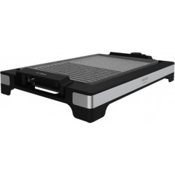 Plancha électrique cecotec tasty&grill 2000 bamboo inox mixstone noir, 2000 w, thermostat réglable